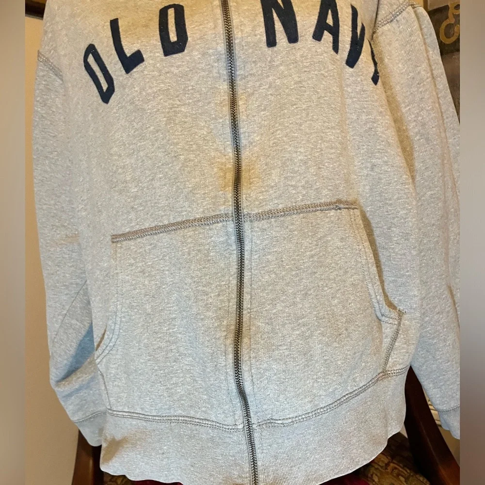 OLD NAVY FLEECE LINED SWEATSHIRT HOODIE KANGAROO POCKET SIZE:L FRONT ZIPPER EUC
